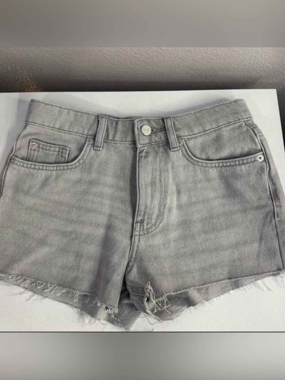BDG Light Gray Denim Cutoff Shorts